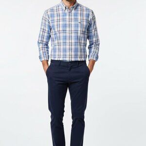 Vineyard Vines Shirt size L Men Cotton Check Plaid Red Blue Slim Fit Whale